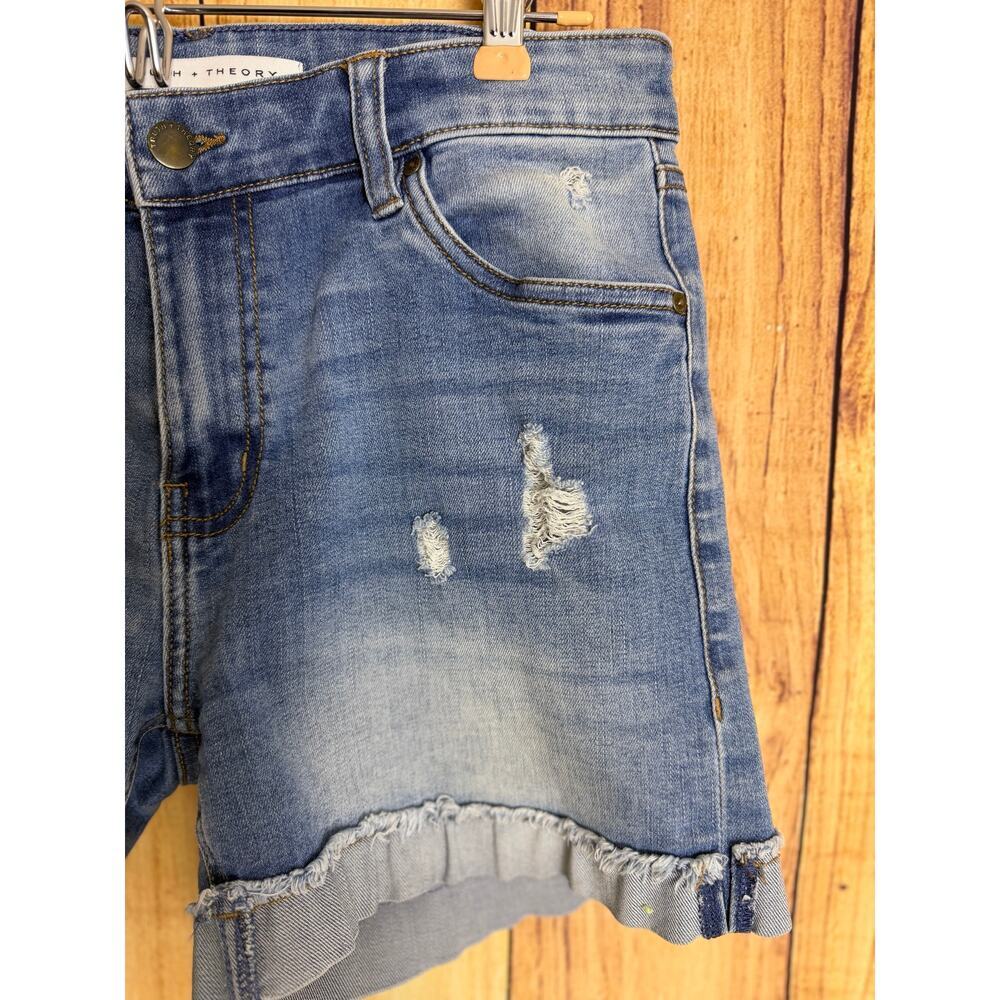 Truth & Theory Distressed Denim Short with Stretch Women's Size 6 - Picture 2 of 8